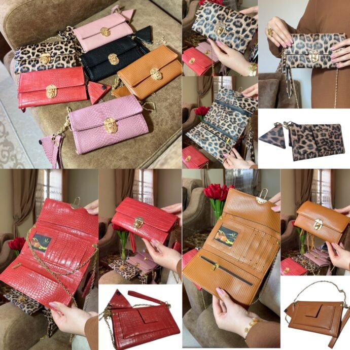 sac et porte monnaie original لحمل البطاقات والنقود والهاتف والمفاتيح  double face ومن قطعتين